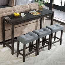 Load image into Gallery viewer, 4 Piece Bar Table Set With Power Outlet, 3 Padded Stools
