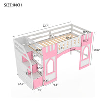 Load image into Gallery viewer, Loft Bed With Storage Staircase And Windows
