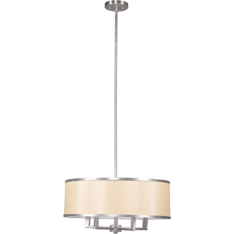 18" Four Light Dimmable Chandelier With Shades - Pearl Silver / Nickel