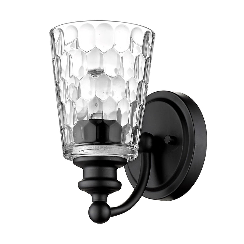 Metal And Pebbled Glass Wall Light - Black
