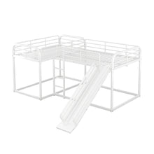 Load image into Gallery viewer, Full and Twin Size L-Shaped Bunk Bed with Slide and Short Ladder, White
