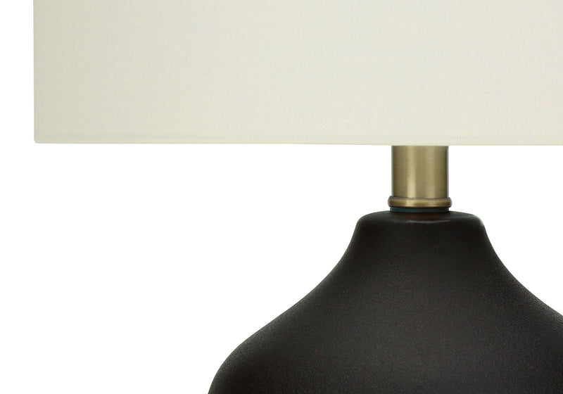 22" Ceramic Urn Table Lamp With Ivory Drum Shade - Black