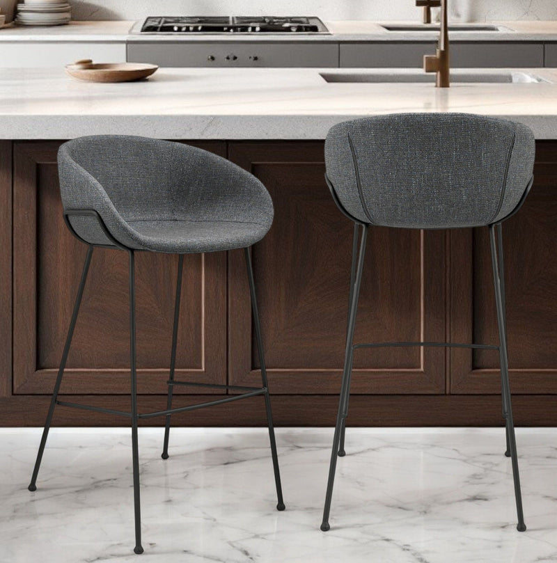 Steel Low Back Bar Height Bar Chairs (Set of 2) - Gray And Black