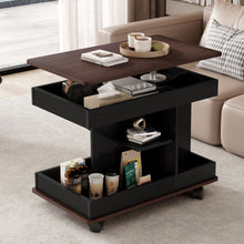 Load image into Gallery viewer, Adjustable End Table With Wheels, 360°Rotating Top And Storage Space
