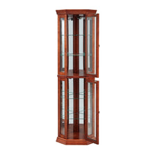 Load image into Gallery viewer, Corner Curio Cabinet With Lights, Adjustable Tempered Glass Shelves, Mirrored Back, Display Cabinet (E26 Light Bulb Not Included)
