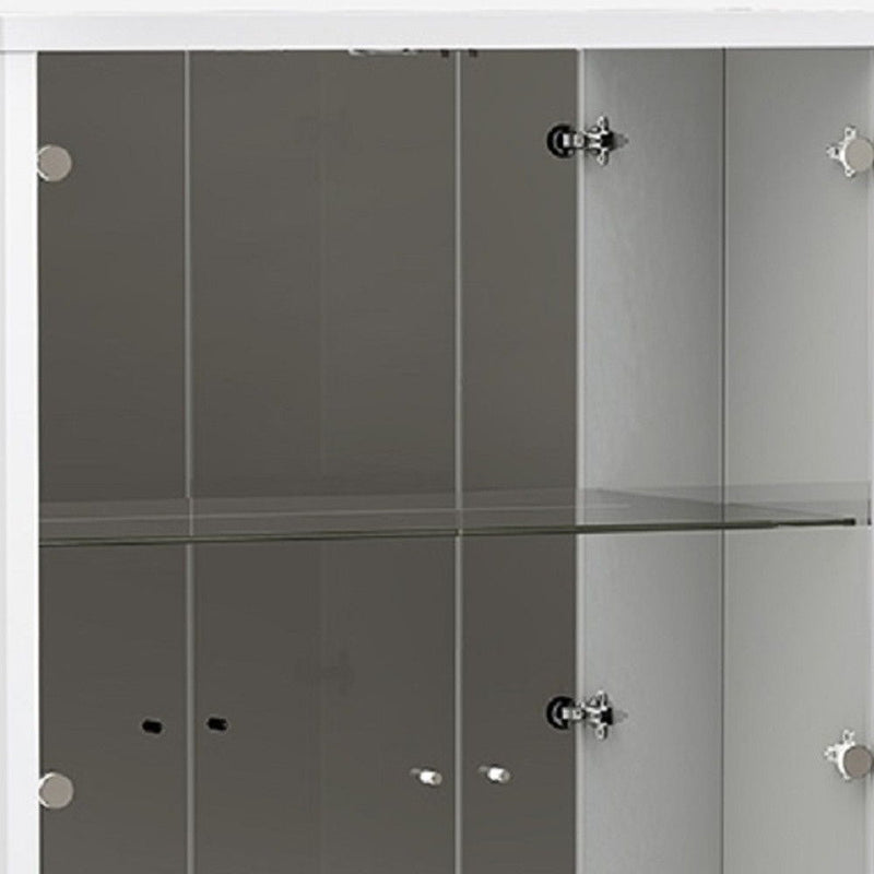 Display Stand With One drawer - Silver And White