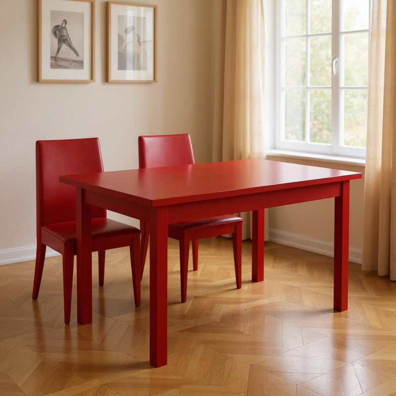 60" Solid Wood Dining Table - Fire Engine Red