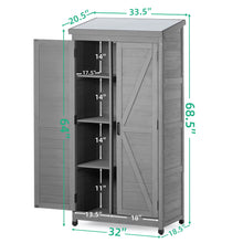 Load image into Gallery viewer, Wood Outdoor Storage Cabinet With Metal Top Garden Shed For Yard And Patio - Gray
