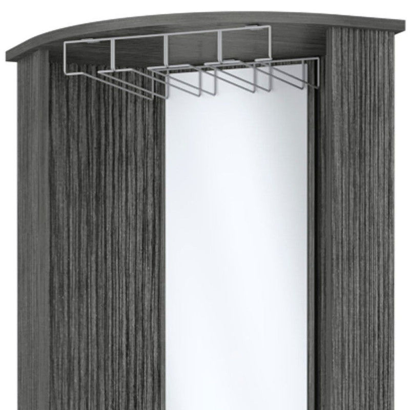 Wood Corner Bar Cabinet With Two Doors - Gray