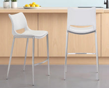 Load image into Gallery viewer, 29" Steel Low Back Bar Height Bar Chairs (Set of 2) - White And Silver
