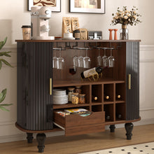 Load image into Gallery viewer, Fluted Liquor &amp; Coffee Bar Cabinet With 6 Wine Racks And 3 Glass Holders
