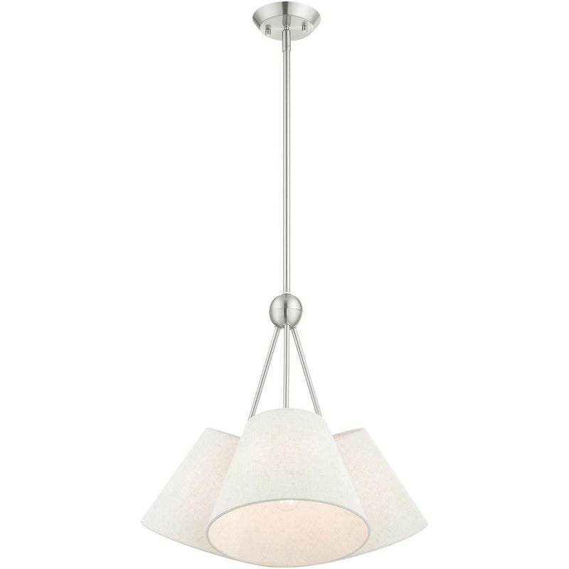 21" Three-Light Dimmable Chandelier With Shades - Nickel