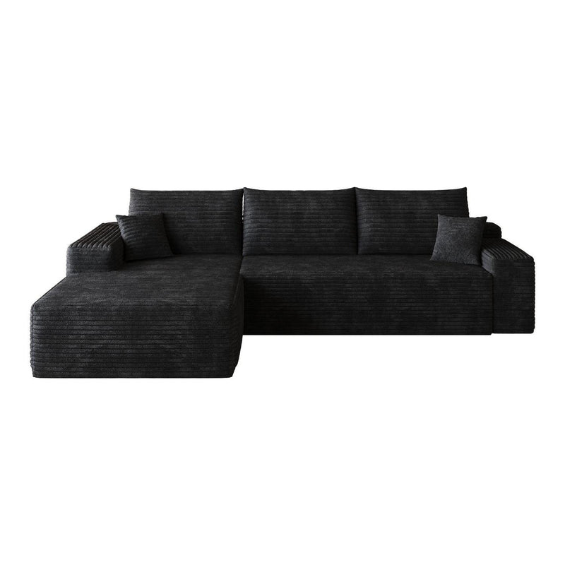 Corduroy Modular L Shaped Sofa And Chaise Sectional (762646) - Black