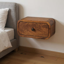 Load image into Gallery viewer, 12" Chestnut Solid Wood One Drawer Floating Nightstand - Light Brown
