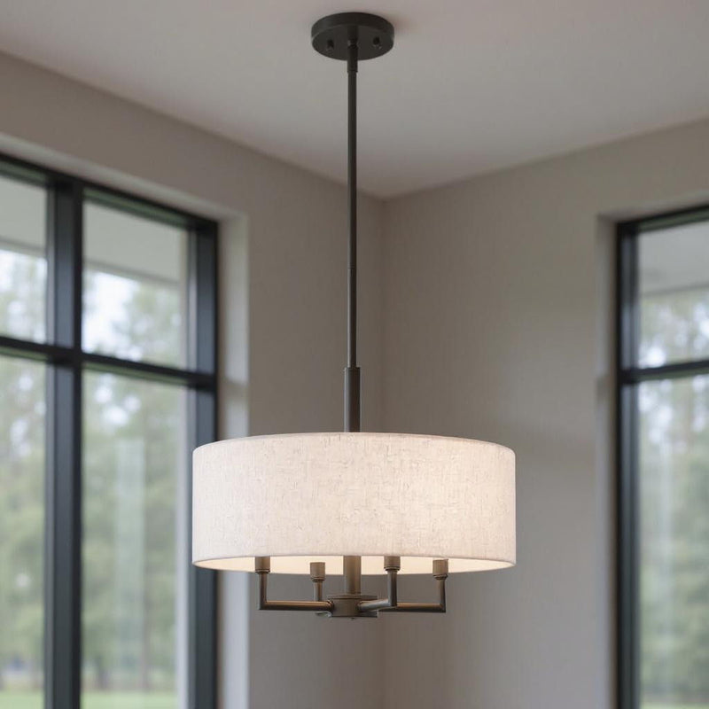 23'' Four Light Dimmable Chandelier With Shades - Bronze