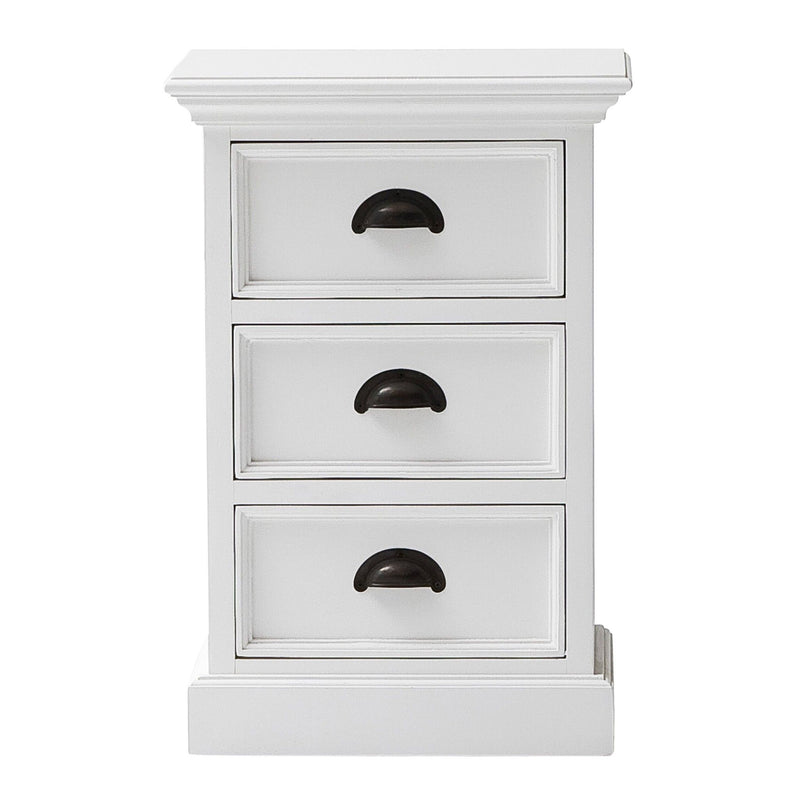 Classic Three Drawer Nightstand - White