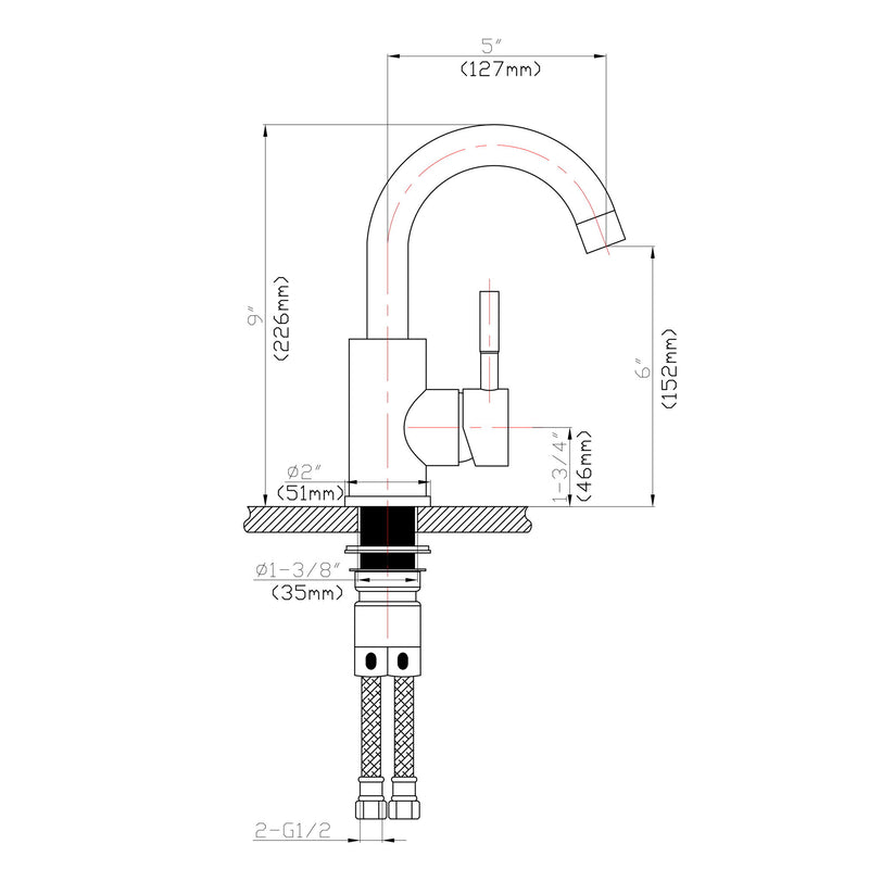 Modern Bathroom Faucet Single Hole Single Handle