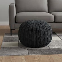 Load image into Gallery viewer, Round Cotton Ottoman - Black
