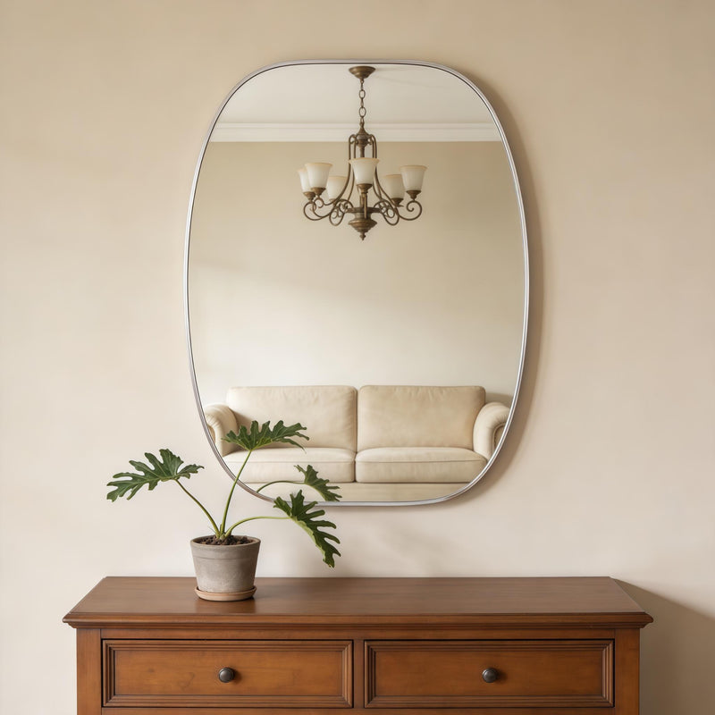 Aluminum Oval Framed Bathroom Vanity Mirror (756117) - Silver