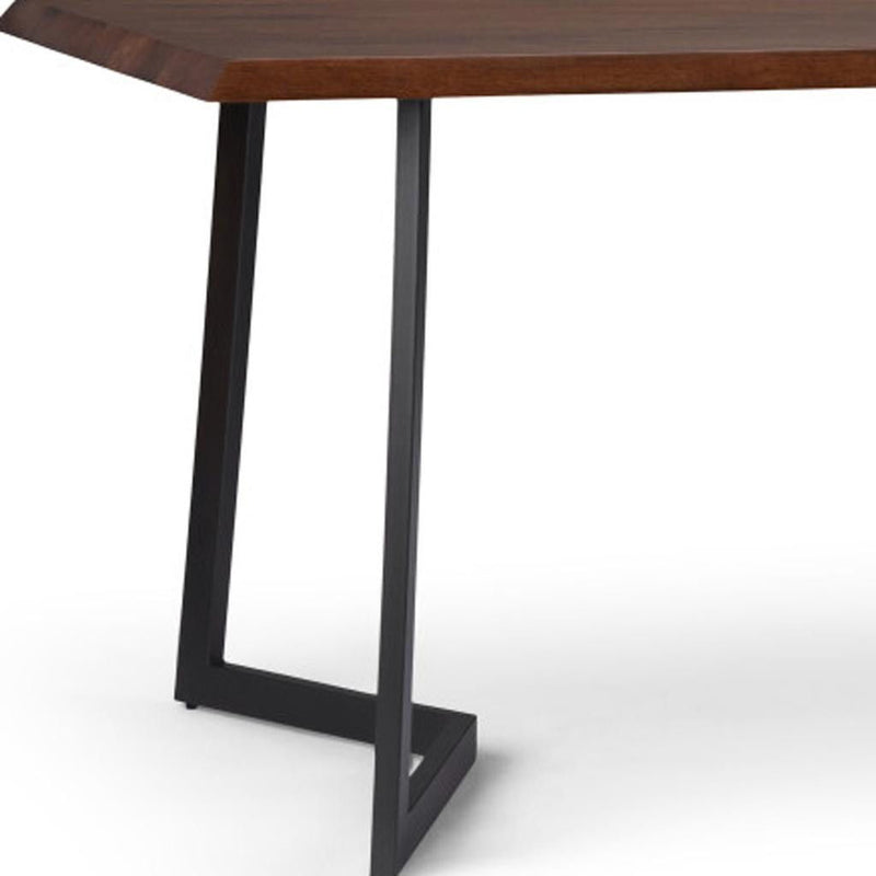 Solid Wood Iron Frame Base Dining Table - Dark Brown / Charcoal