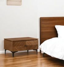 Load image into Gallery viewer, Mid Century Nightstand With Two Drawers - Walnut
