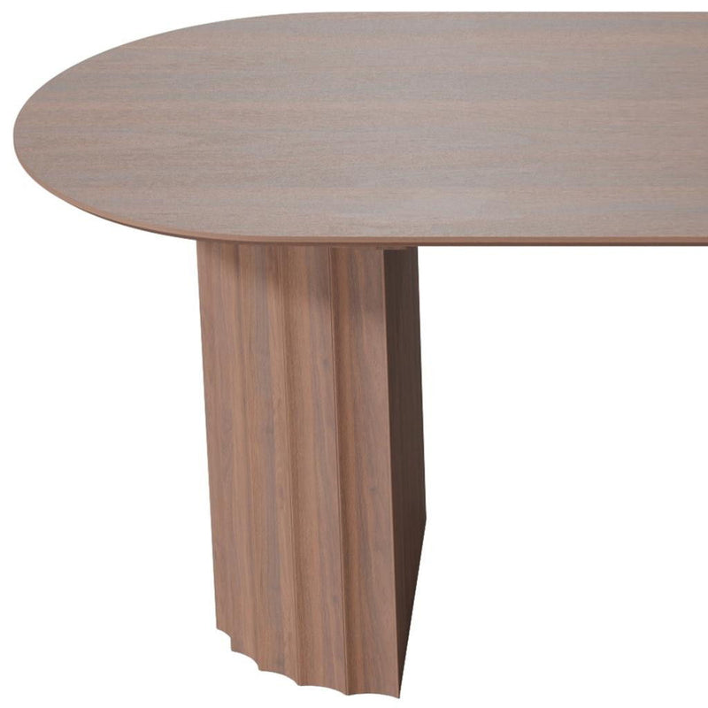 Solid Wood Double Pedestal Base Oval Dining Table - Dark Brown