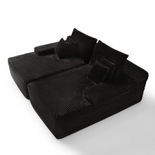 Load image into Gallery viewer, 82" Corduroy Modular Sofa Chaise And Toss Pillows - Black
