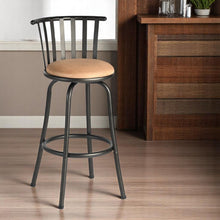 Load image into Gallery viewer, Modern Faux Leather And Metal Low Back Adjustable Height Swivel Bar Chair - Brown
