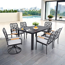 Load image into Gallery viewer, Outdoor Patio Furniture Dining Set With Sunbrella Fabric, Rectangular Table With Umbrella Hole
