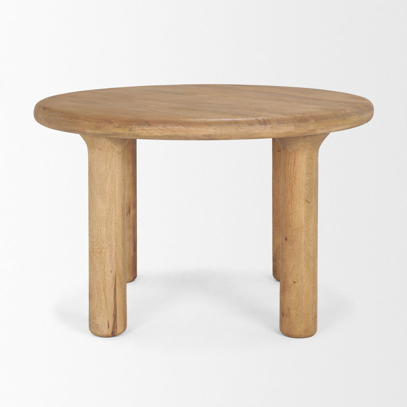Solid Wood Round Top Dining Table - Brown