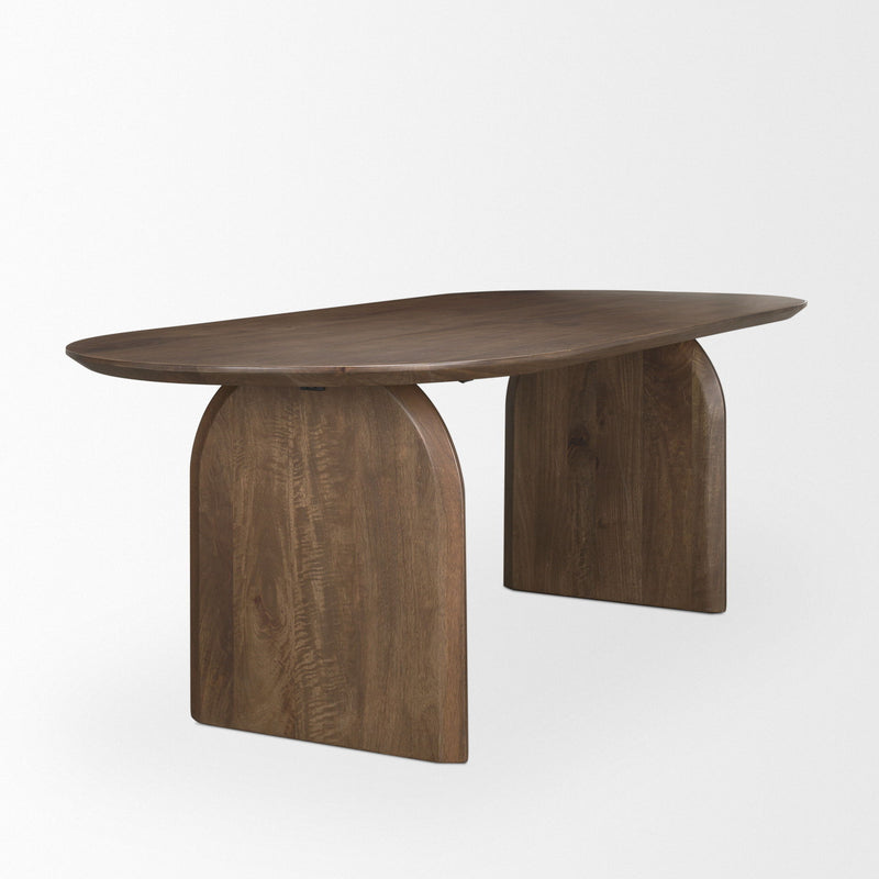 Solid Wood Double Pedestal Base Oval Dining Table (727874) - Brown