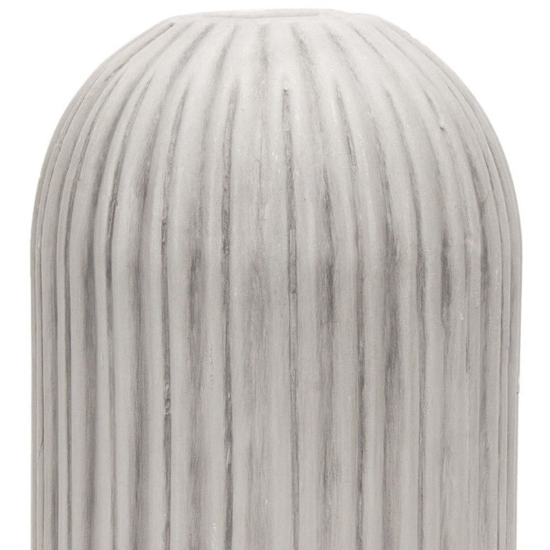 Striped Cylinder Floor Vase (608582) - Gray / White