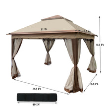 Load image into Gallery viewer, Outdoor 11x 11Ft Pop Up Gazebo Canopy With Removable Zipper Netting,2-Tier Soft Top Event Tent,Suitable For Patio Backyard Garden Camping Area,Coffee
