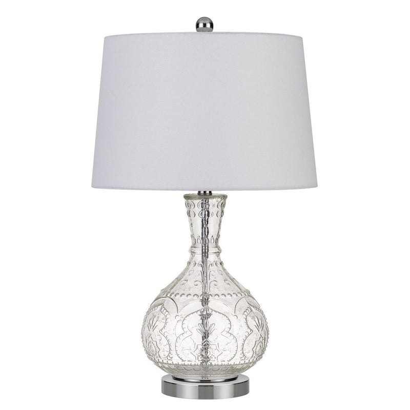 Metal Round Table Lamp With Shade - Clear White