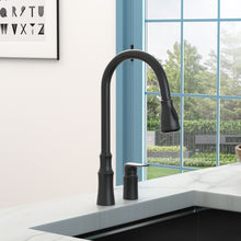 Load image into Gallery viewer, 16.9" Kitchen Sink Faucet With Separate Handle And Pull Down Sprayer, Lead Free Brass - Matte Black
