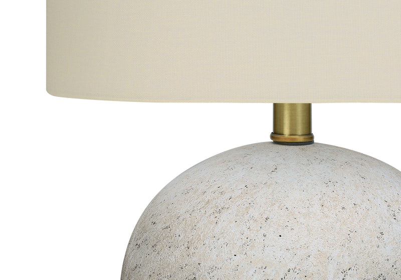 20" Concrete Round Table Lamp With Ivory Drum Shade - Gray