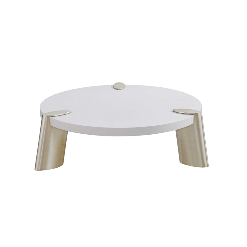 Stainless Steel Round Coffee Table - White And Gold