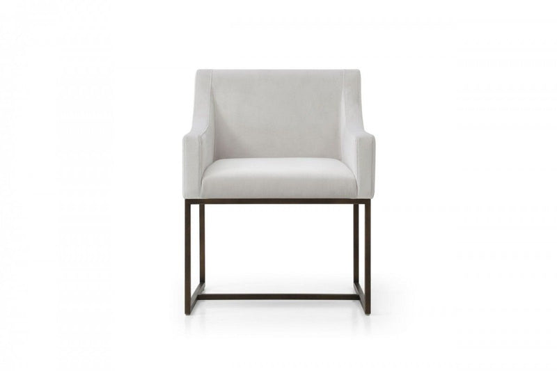 Upholstered Fabric Dining Arm Chair - Beige