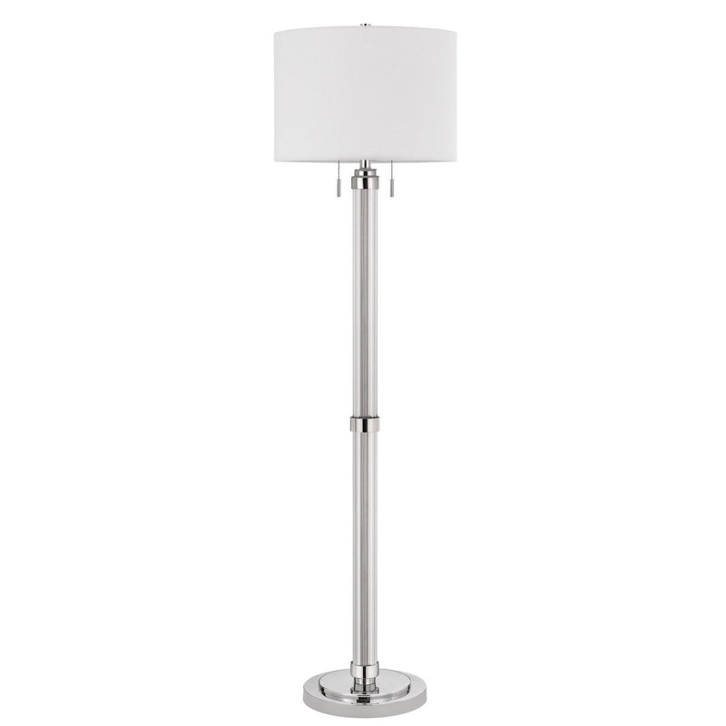 Two Light Traditional Shaped Floor Lamp With White Rectangular Shade - Chrome