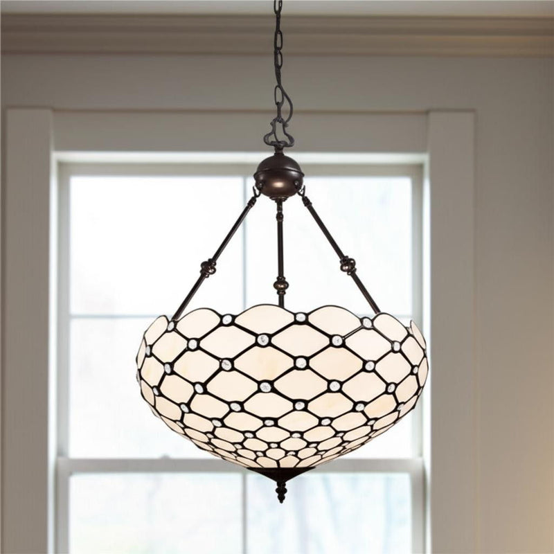 Unique Statement Three Light Glass Dimmable Chandelier With Shades - Black / White