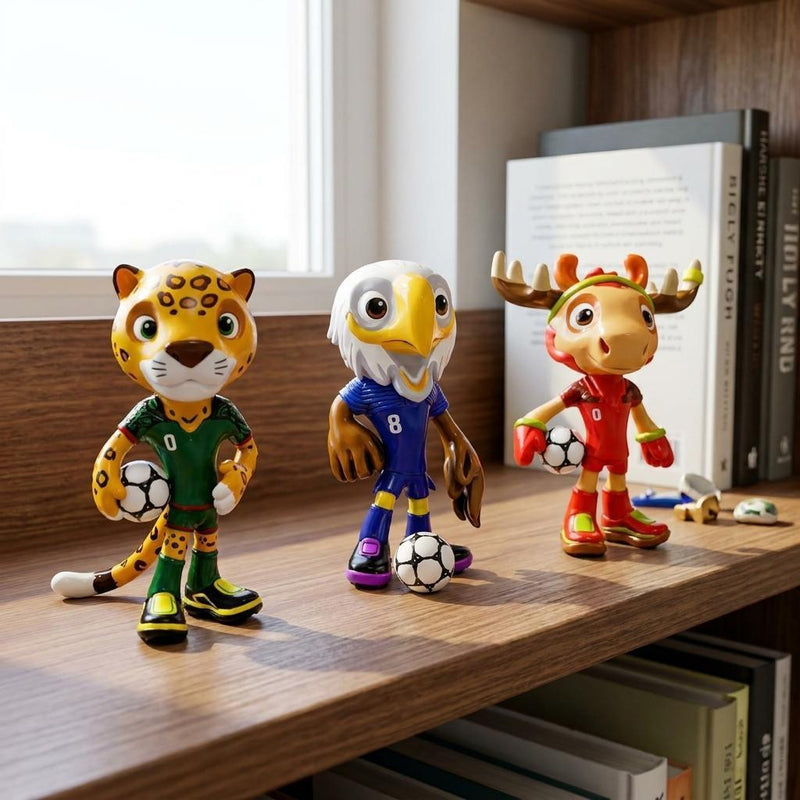 Fifa 2026" World Cup Collectible Mascot Ball Vinyl Figurines (Set of 3) - Red