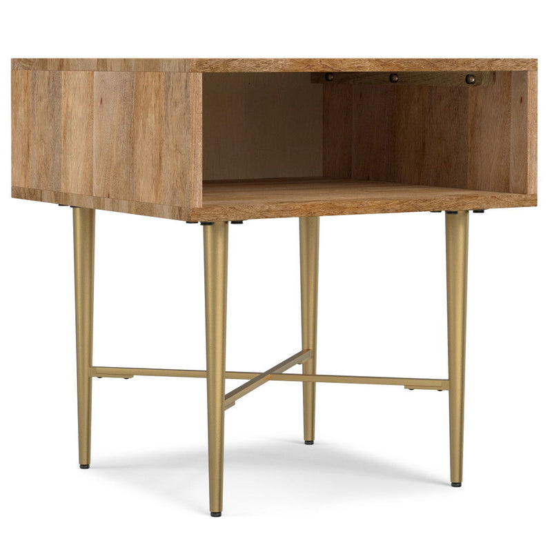 Modern Metal Square End Table - Natural