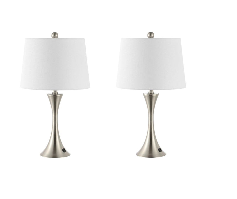 23" Novelty Table Lamps With Empire Shades (Set of 2) - Nickel