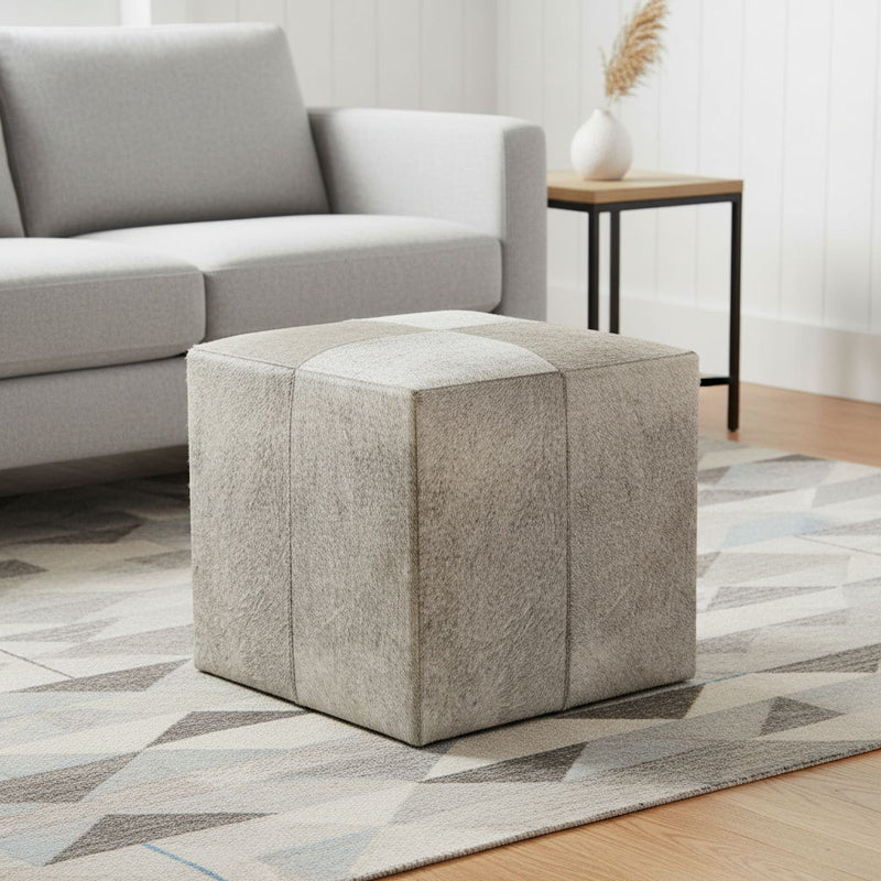 Wool Cube Ottoman - Gray