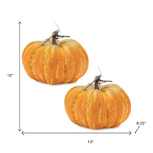 Load image into Gallery viewer, Plastic Pumpkin Thanksgiving Pumpkin Tabletop Sculpture (Set of 2) - Orange / Yellow
