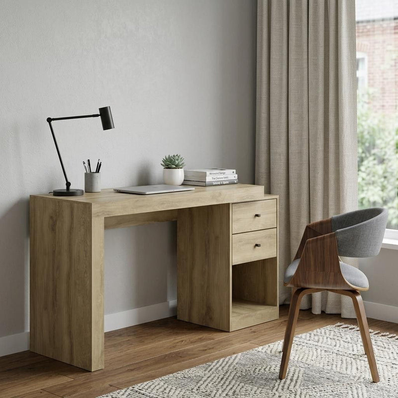 Writing Desk With Two Drawers - Oak / Light Brown