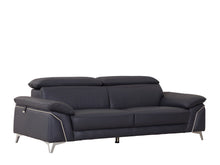 Load image into Gallery viewer, Italian Leather Sofa With Silver Legs - Blue
