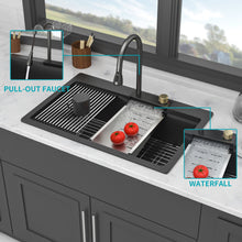 Load image into Gallery viewer, Waterfall Kitchen Sink With Pull Out Faucet &amp; Cup Washer

