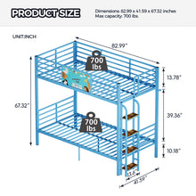 Load image into Gallery viewer, Bunk Bed, Convertible To 2 Separate Twin Size Beds With Full Length Guardrail &amp; Ladder, No Box Spring Needed - Blue
