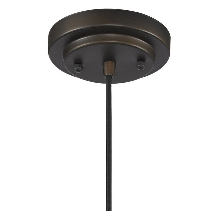 Hanging Light With Textured Glass Shade - Antique Bronze